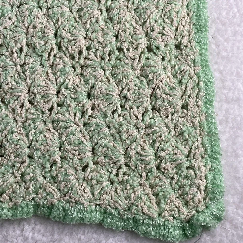 Handmade Crochet Throw Baby Blanket‎ 35x32 Afghan Greens Baby Room Neutral